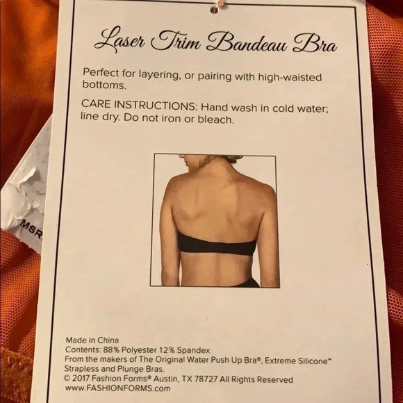 Fashion Forms Bandeau Bra Laser Trim Crop Top - Picture 7 of 8